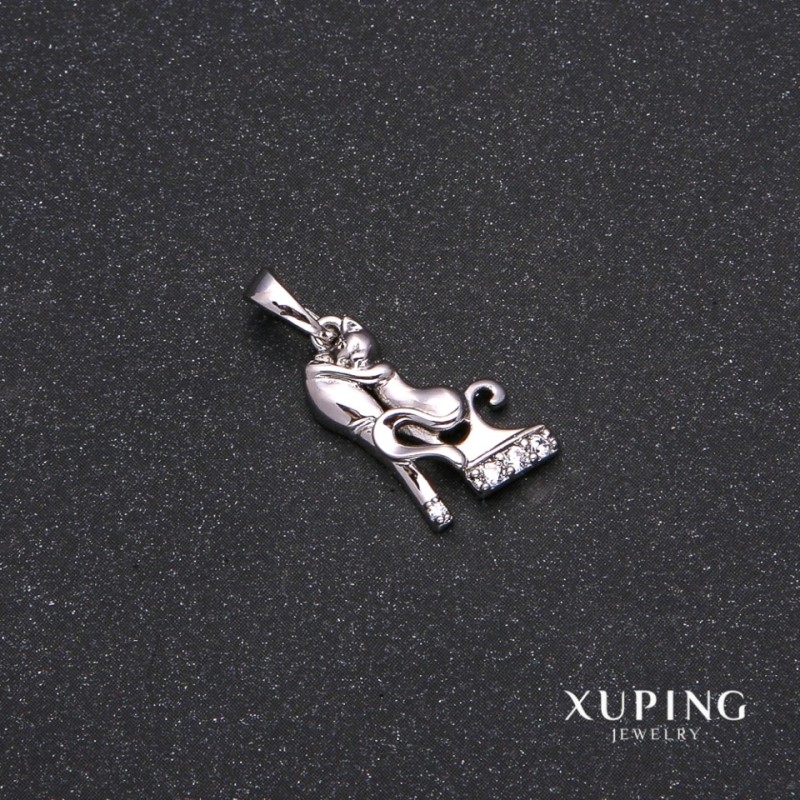 Pandantiv Xuping cu pietre albe 10x23 mm, rodiat