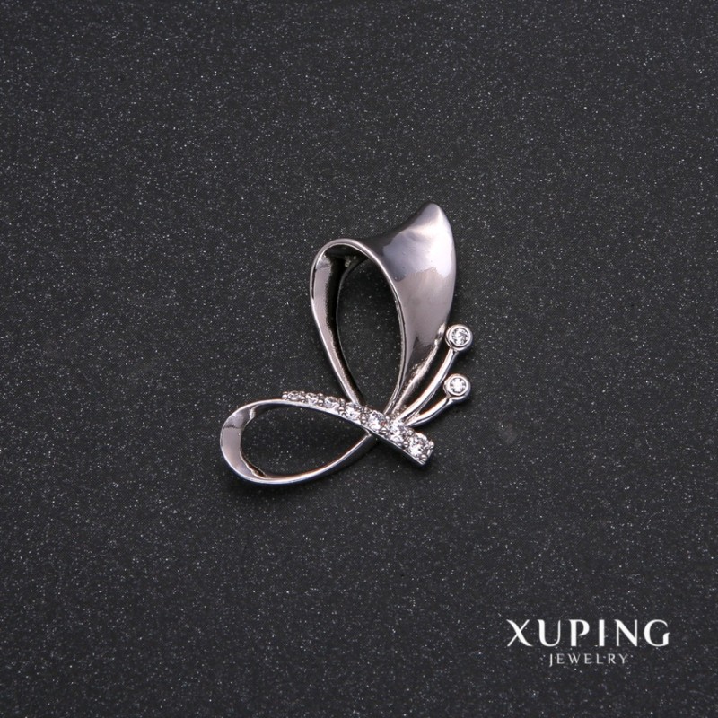 Pandantiv Xuping cu pietre albe 18×33 mm rodiu