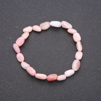 Brățară din piatră naturală, opal roz, pe elastic, mărgele fațetate, diametrul 7×10 mm, circumferința 18 cm