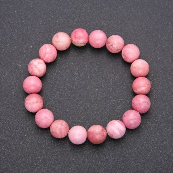 Brățară din rodohrozit natural pe elastic, bilă netedă, diametrul 8(±)mm, lungimea 18cm
