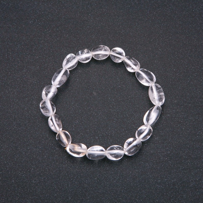 Brățară din cuarț natural de munte, pe elastic, fațetare, diametru 9x11 mm (±), circumferința 18 cm