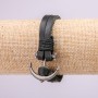 Brățară pentru bărbați Ancoră cu inserții metalice, lungime 21 cm, grosime 10 mm, piele ecologică, culoare neagră