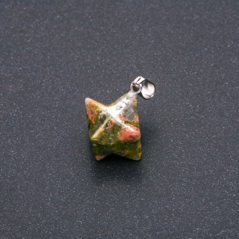 Pandant Merkaba din jasper și heliotrop, 10x10 mm