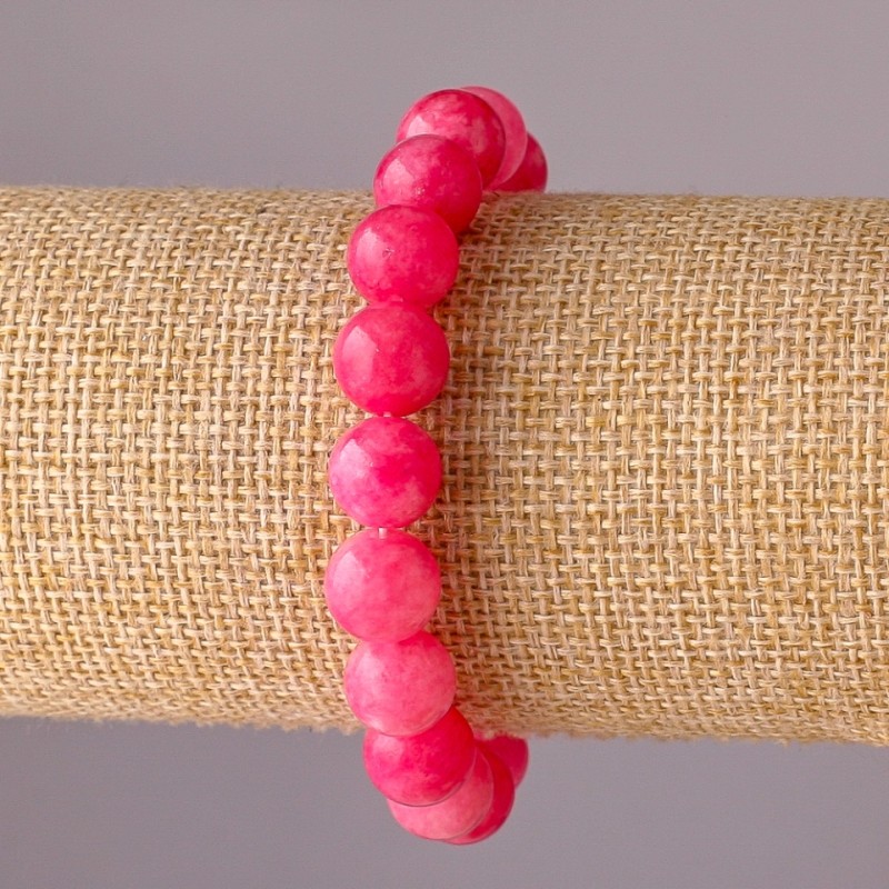 Brățară cu turmalin sintetic pe elastic, bile netede, diametrul 10 mm, circumferința 18 cm