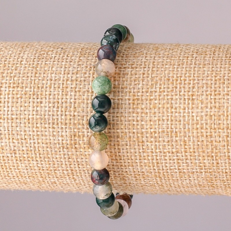 Brățară cu jasper colorat pe elastic, mărgele lucioase de 6 mm, circumferința 18 cm