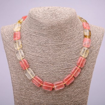 Намисто з натурального каменю Халцедон прямокутник, діаметр 13х18мм, довжина 48см