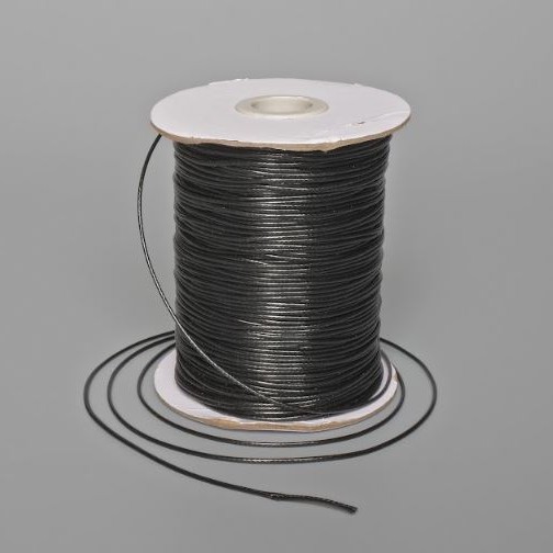 Șnur pentru hand-made negru cerat, diametrul 1,2 mm, lungime 150 m, bobină