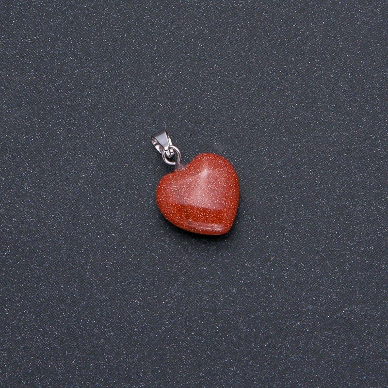 Pandantiv inimă din aventurin „Nisip de Aur” 14x14x22 mm (+-)