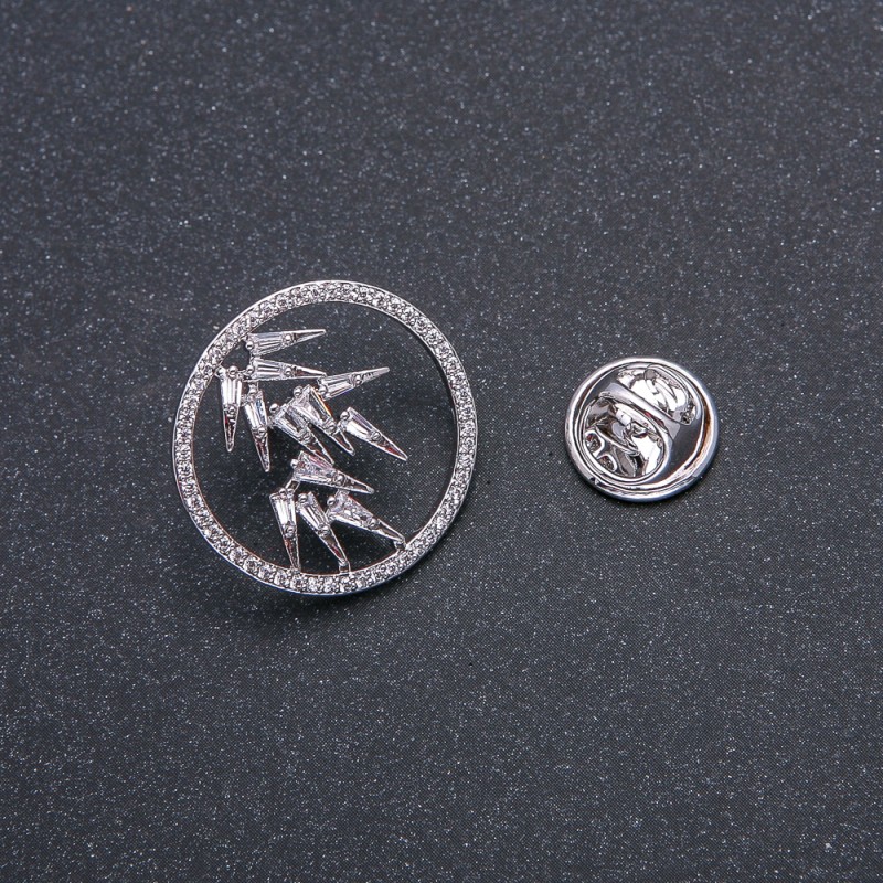 Broșă Xuping placată cu rodiu, cu strasuri albe, 22 mm +