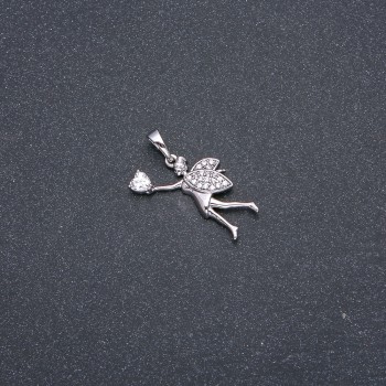 Colier Xuping rodiat cu piatră albă și strasuri 27×22×17 mm +