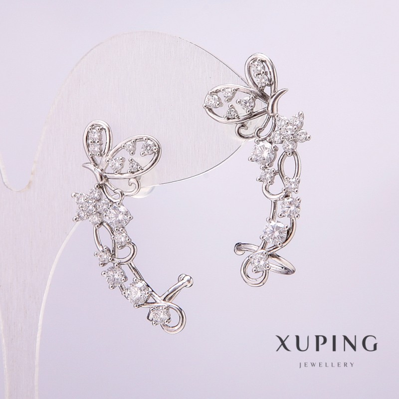 Căff Xuping rodiu cu pietre albe 33x12mm +