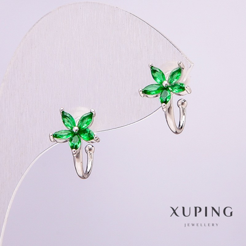 Cuff Xuping rodiu cu pietre verzi, diametrul de 8 mm +