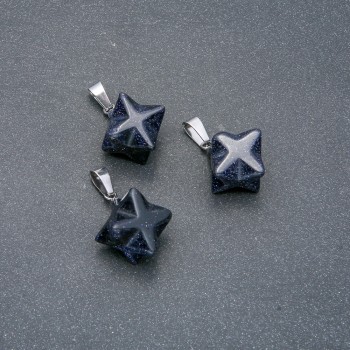 Pandantiv Merkaba din aventurin Nisip Albastru 10x10 mm