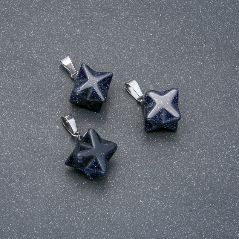 Pandantiv Merkaba din aventurin Nisip Albastru 10x10 mm