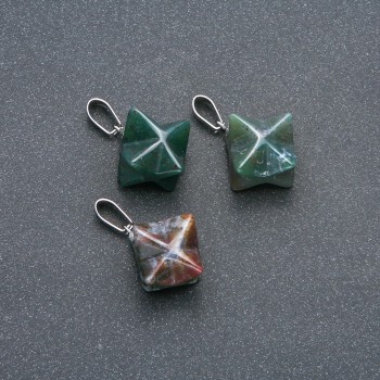 Pandantiv Merkaba din agat mușchi 10×10 mm