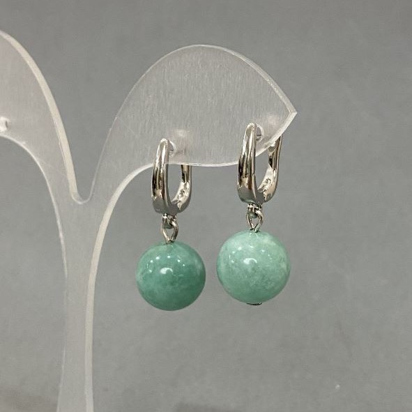 Cercei din jad natural Jadeit, diametrul de 12 cm, lungimea 18 mm +