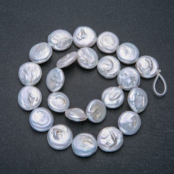 Șnur de perle baroce, diametru 16 mm, lungime 42 cm +/- cu reflex de benzină