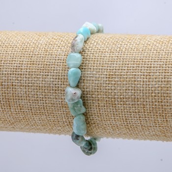 Brățară elastică din larimar natural, șlefuită, diametrul 6×8 mm, circumferința 18 cm +