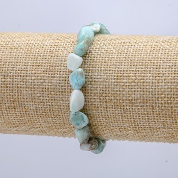 Brățară elastică din larimar natural, pietre de 8×10 mm, circumferința 18 cm +