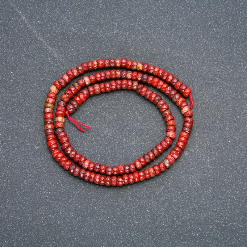 Șnur din jasp roșu, rondelle facetate, diametrul 4x2,5 mm, lungime 39 cm +