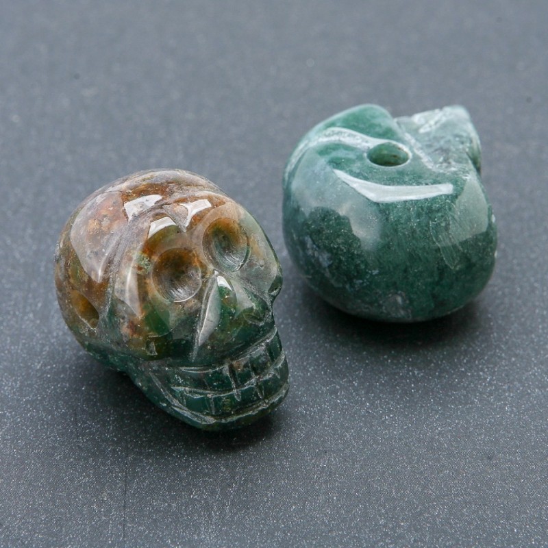 Mărgea «Craniu» din jasper verde 25×19 mm