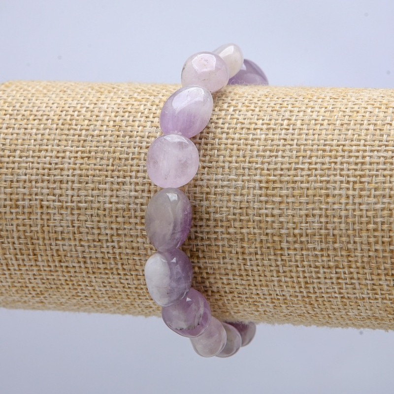 Brățară elastică din piatră naturală – ametist facetat, diametrul 14x10 mm, circumferința 18 cm +