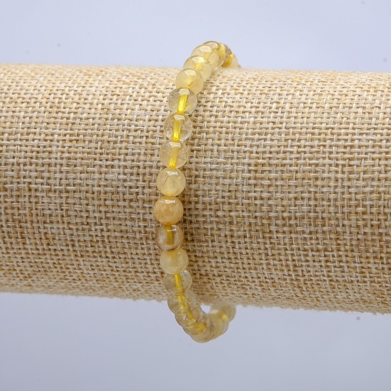 Brățară pe elastic, cuarț rutilit, mărgele netede, diametru 6 mm, circumferință aproximativă 18 cm +