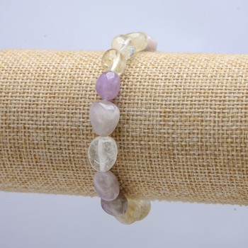 Brățară pe elastic, Asortiment de pietre naturale șlefuite, diametrul 12×8 mm, circumferința 18 cm +