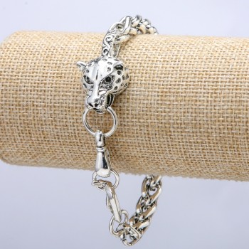 Brățară-lanț «Pantera» din metal argintiu, 18×32 mm, grosime 8 mm, lungime 20 cm +