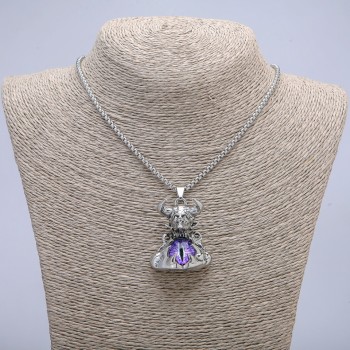 Pandantiv «Demonul cu ochiul dragonului» 45×30 mm pe lanț, lungime 70 cm ± metal argintiu