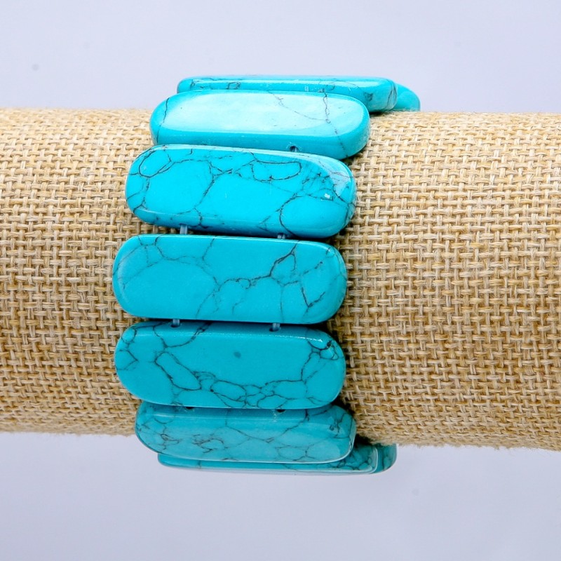 Brățară elastică din turcoaz (presată) zale netede 33×13 mm+