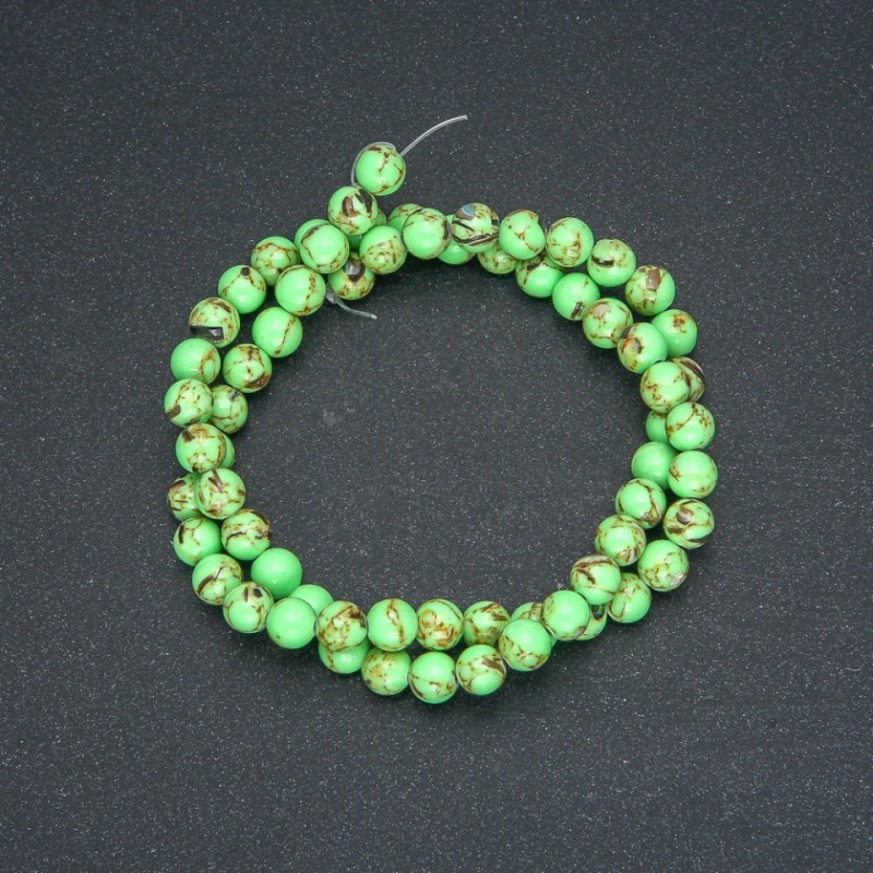 Mărgele de jasper imperial, verde salată (presate), bobite netede, diametrul 6 mm, lungime 40 cm