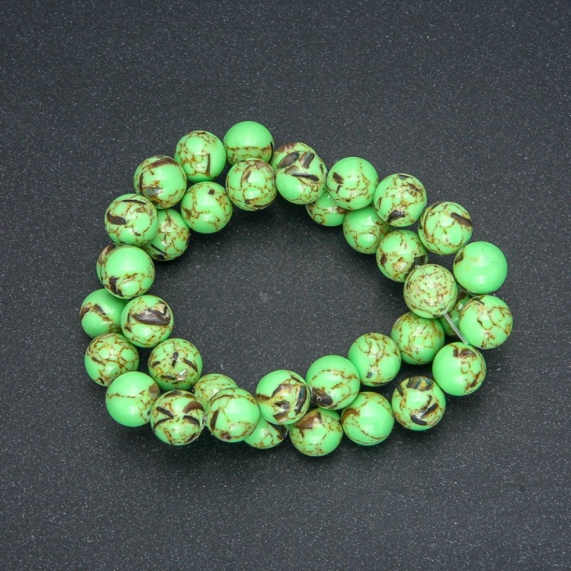 Margele de jasper imperial verde-salcie (presate), bile netede, diametru 10 mm + -, lungime 40 cm +