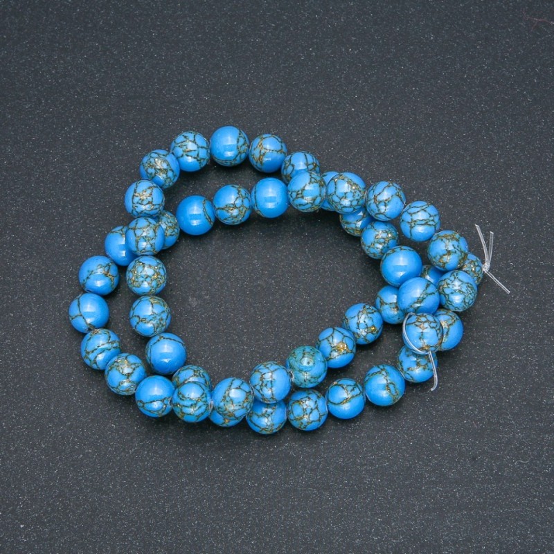 Mărgele din jasper imperial albastru (presat) - bile netede, diametrul 8 mm, lungime 40 cm