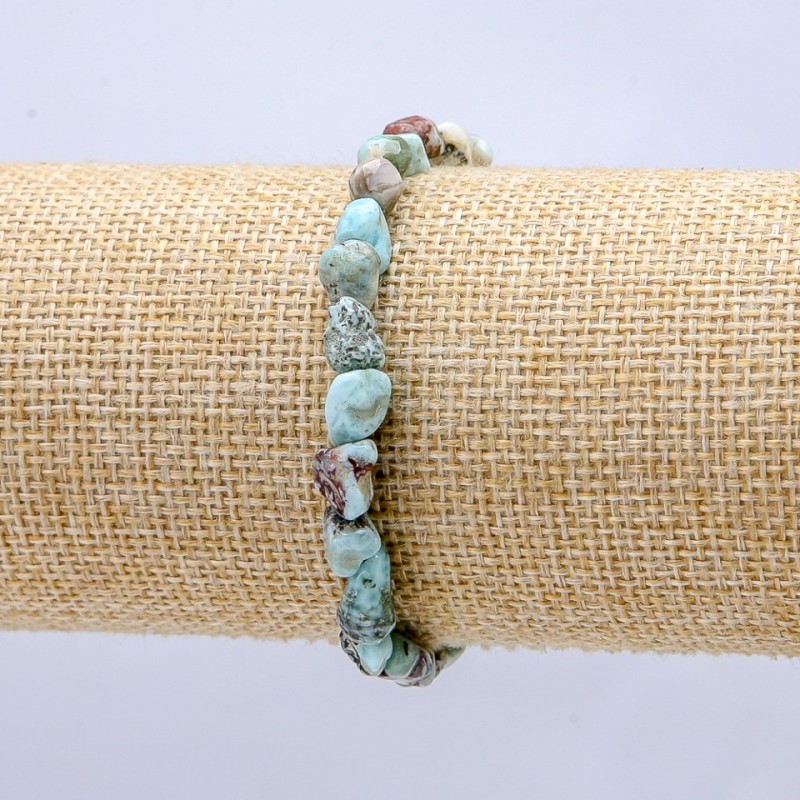 Brățară pe elastic din larimar natural șlefuit, diametru 7x6 mm+