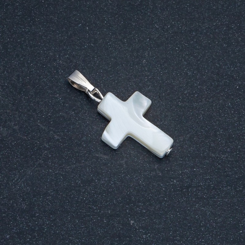 Pandantiv din sidef alb natural, 20×15 mm+