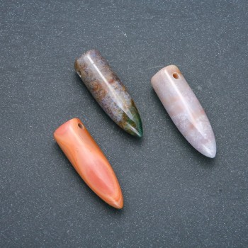 Pandantiv în formă de bilă, tip pendul din piatră jasper, asortit, 13x40 mm