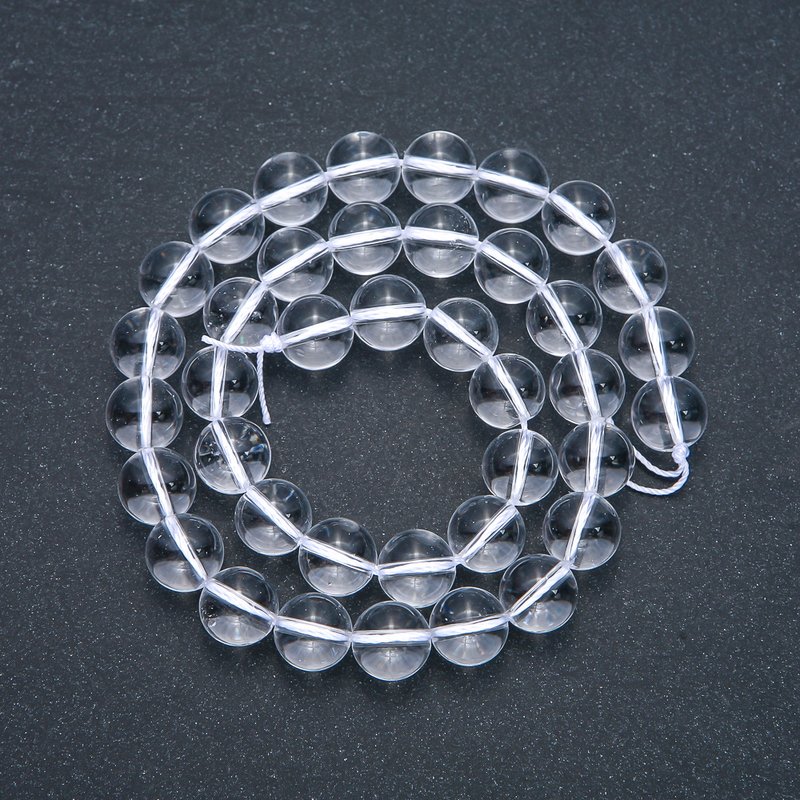 Mărgele din cristal de munte pe șnur, bile netede, diametrul 10 mm, lungime 38 cm