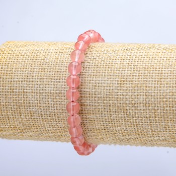 Brățară elastică din calcedon sintetic, bile lucioase, diametru de 6 mm (+/-), lungime 18 cm