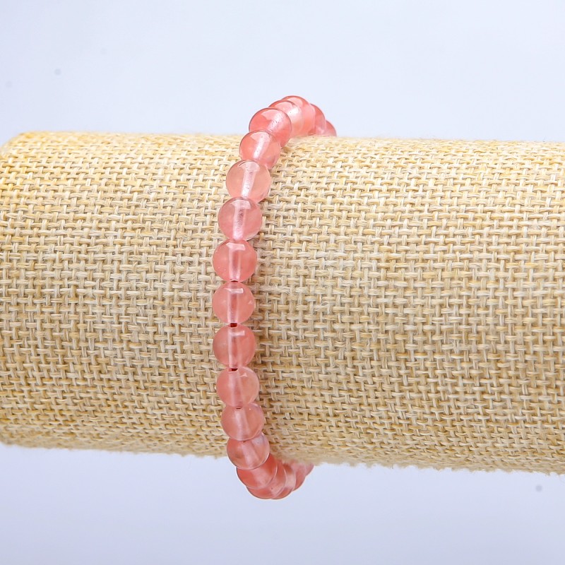 Brățară elastică din calcedon sintetic, bile lucioase, diametru de 6 mm (+/-), lungime 18 cm