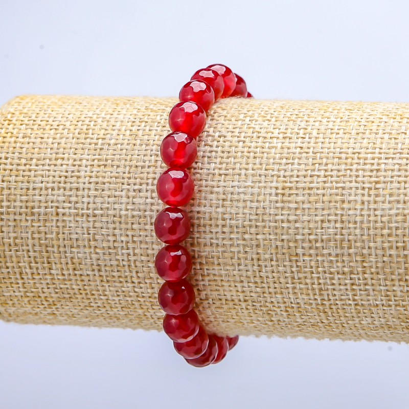 Brățară pe elastic din turmalină sintetică, mărgea facetată, diametrul 8 mm, lungime 18 cm+