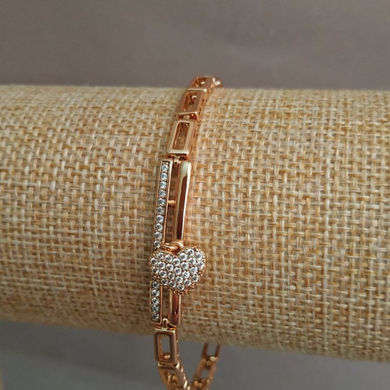 Brățară Xuping placare cu aur 18K și strasuri albe, lungime 17-19 cm, grosime 4 mm +