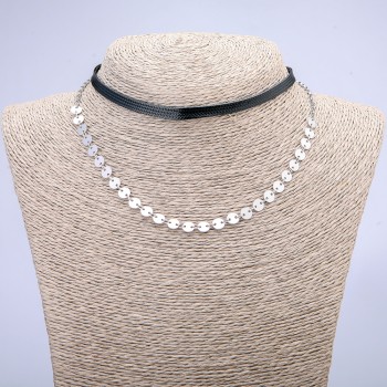 Choker Xuping rodiu și șnur, grosime 5,5 mm, lungime 31–39 cm