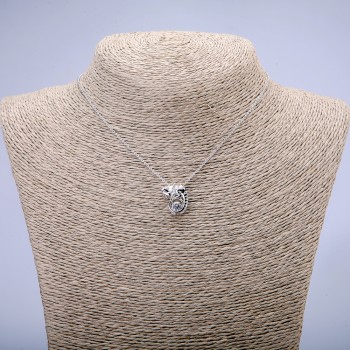 Lănțișor Xuping cu pandantiv „Hameleon” și cristal alb, placat cu rodiu, grosime 1,3 mm, lungime 38 cm