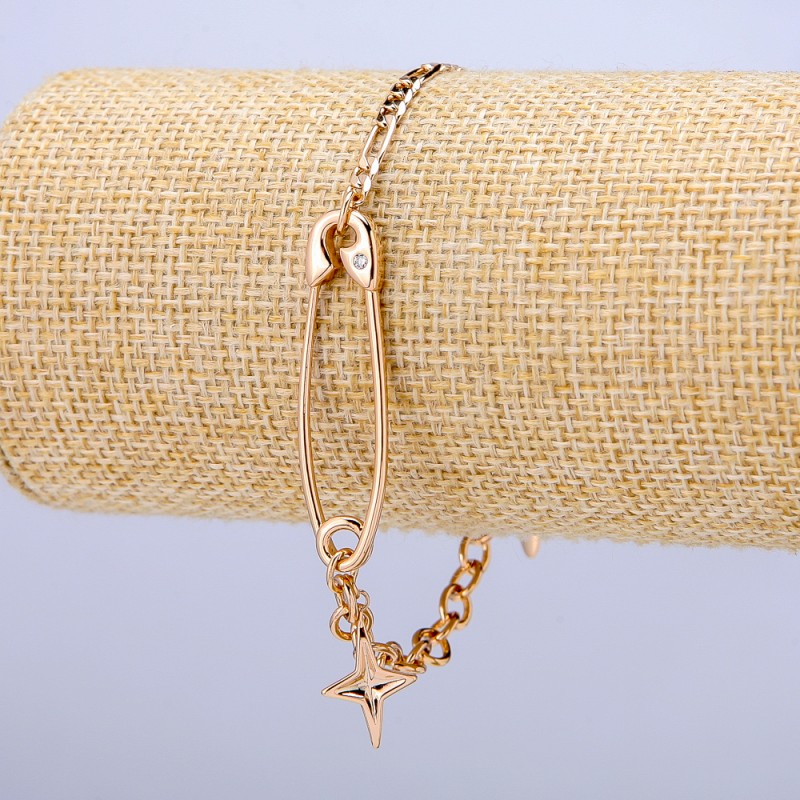 Brățară Xuping placare cu aur 18K cu cristal alb, grosime 4,8 mm, lungime 20 cm