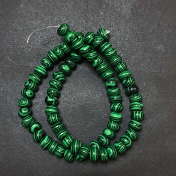 Mărgele din malahit pe șnur (presat). Rondel neted, diametru 8×5 mm, lungime 40 cm