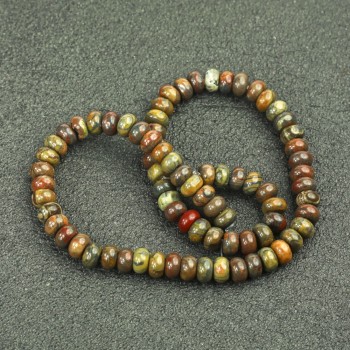Mărgele pe șnur din piatră naturală Jasper Picasso, rondel neted, diametrul 8x5 mm, lungime 40 cm + -