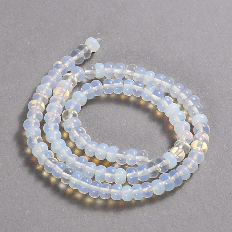 Mărgele pe șnur – piatră lunară sintetică, rondel neted, diametrul 6x4 mm, lungime 39 cm