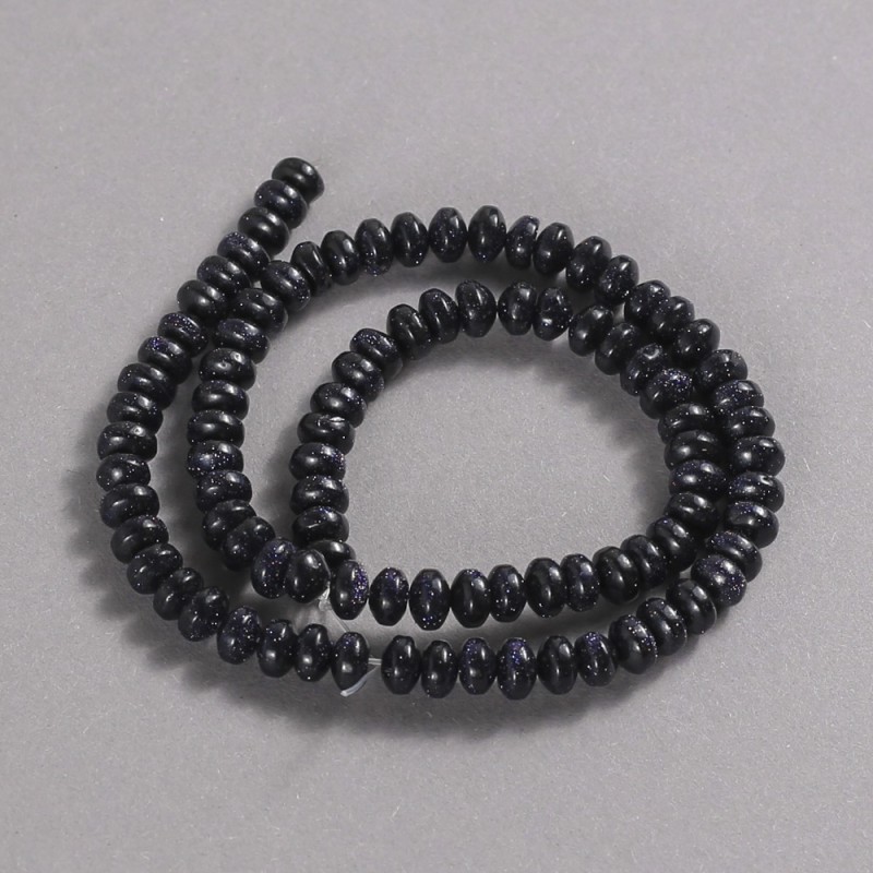 Mărgele pe șnur din aventurin «Nisip Albastru» Noaptea Cairo – rondel neted, diametrul 6x4 mm, lungime 39 cm + -