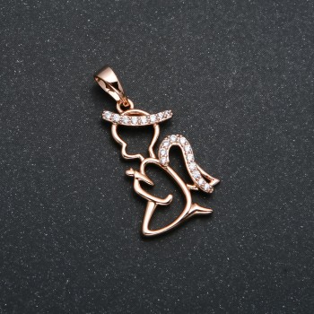 Pandantiv Xuping placare cu aur 18K, Înger cu cristale albe, diametrul 27×14 mm +